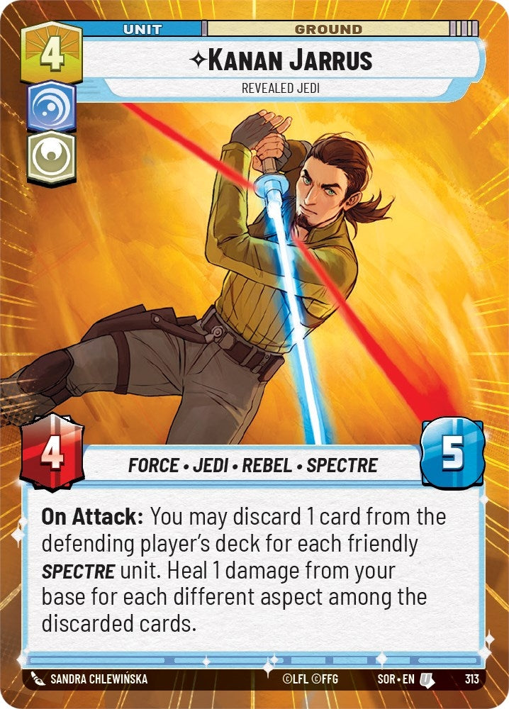 Kanan Jarrus - Revealed Jedi (Hyperspace) (313) (SOR) - Star Wars: Unlimited Single