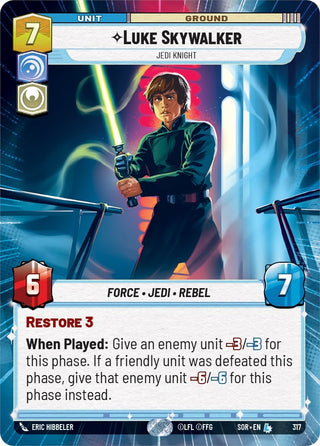 Luke Skywalker - Jedi Knight (Hyperspace) (317) (SOR) - Star Wars: Unlimited Single