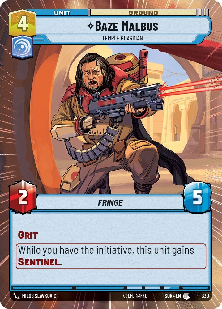 Baze Malbus - Temple Guardian (Hyperspace) (330) (SOR) - Star Wars: Unlimited Single