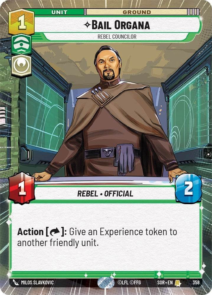 Bail Organa - Rebel Councilor (Hyperspace) (358) (SOR) - Star Wars: Unlimited Single