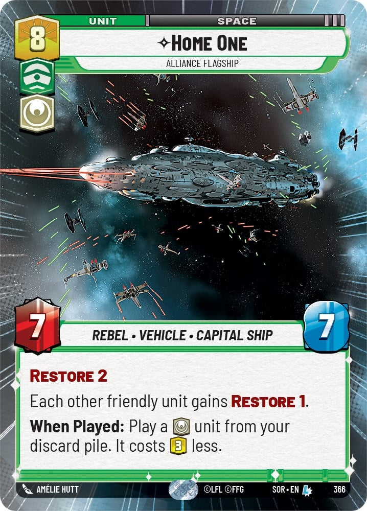 Home One - Alliance Flagship (Hyperspace) (366) (SOR) - Star Wars: Unlimited Single