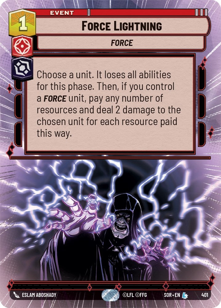 Force Lightning (Hyperspace) (401) (SOR) - Star Wars: Unlimited Single