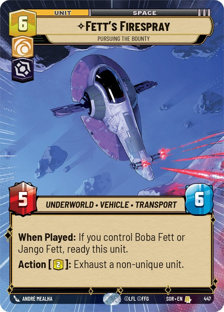 Fett’s Firespray - Pursuing the Bounty (Hyperspace) (447) (SOR) - Star Wars: Unlimited Single