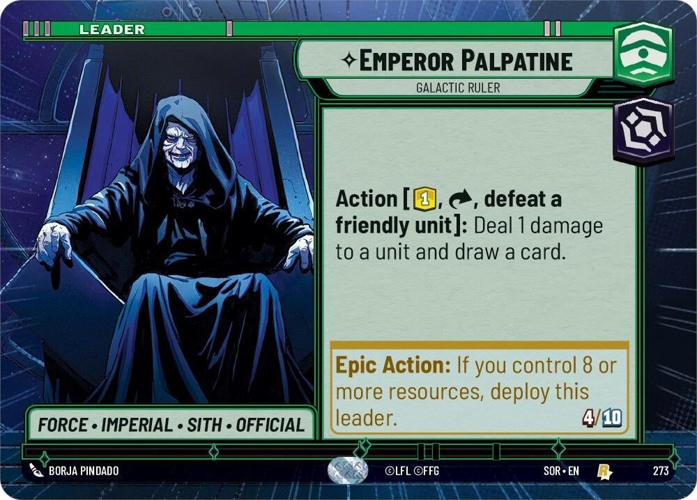 Emperor Palpatine - Galactic Ruler (Hyperspace) (273) (SOR) - Star Wars: Unlimited Single