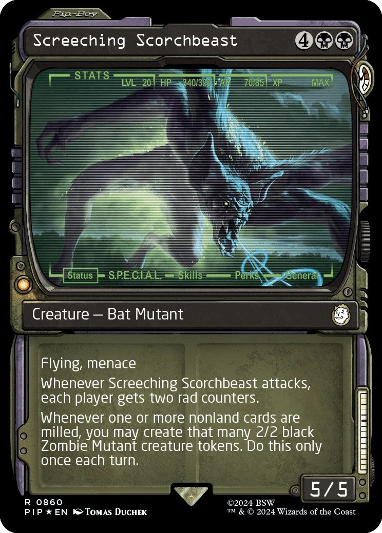Screeching Scorchbeast (Showcase) (Surge Foil) (860) [PIP] - MTG Single