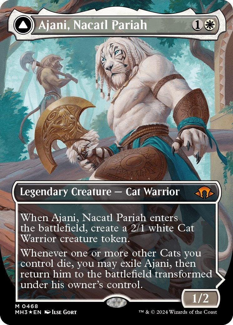 Ajani Nacatl Pariah (Borderless) (Textured Foil) (468) [MH3] - MTG Single