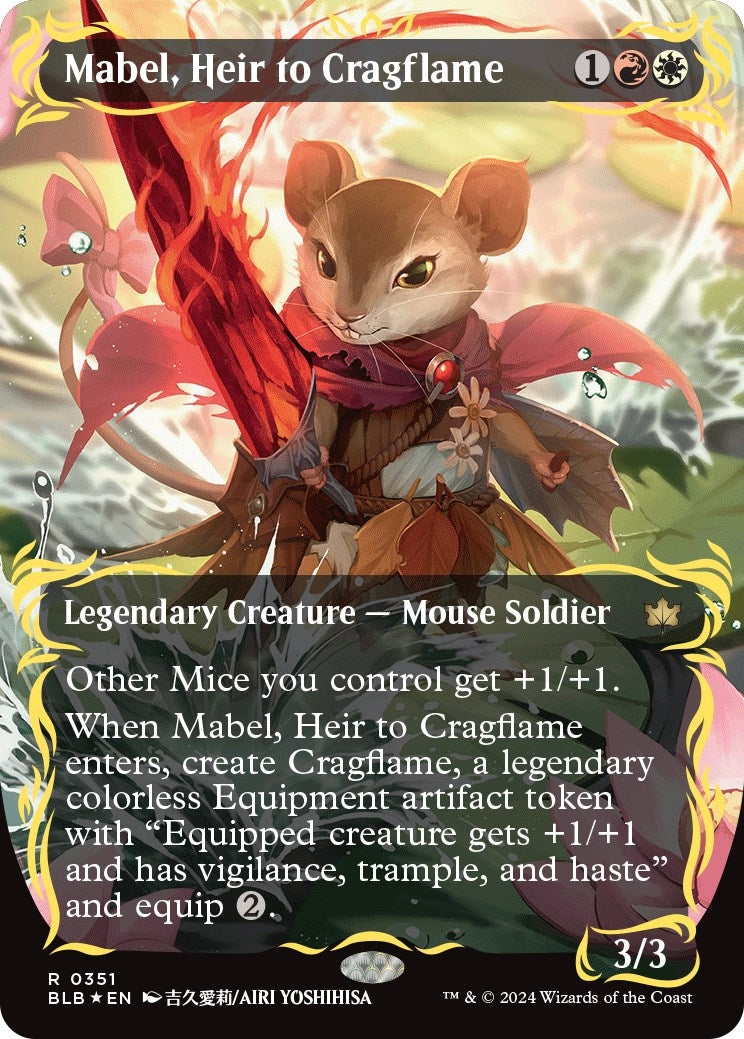 Mabel Heir to Cragflame (Borderless) (Raised Foil) (351) [BLB] - MTG Single