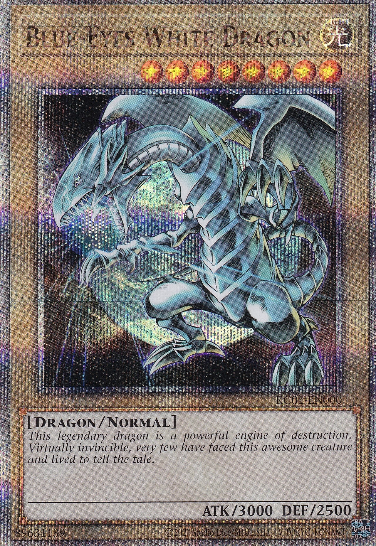 Blue-Eyes White Dragon (Quarter Century Secret Rare) (1000) (KC01) - YuGiOh Single