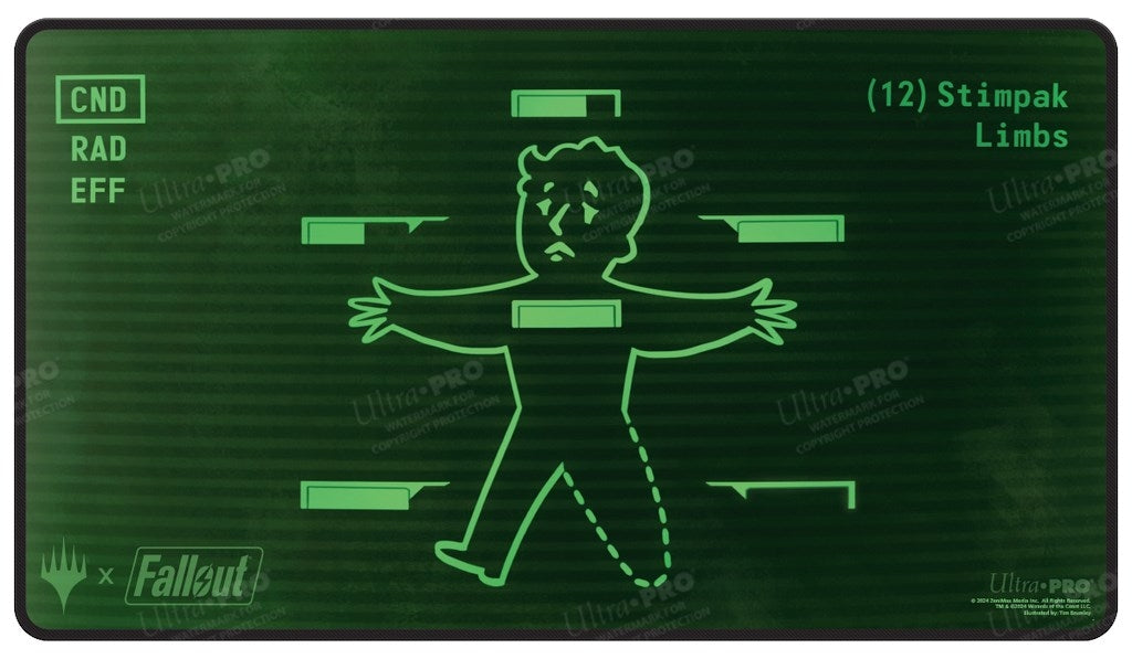 Fallout Inventory Management Black Stitched Standard Gaming Playmat for Magic: The Gathering - Playmats Sealed
