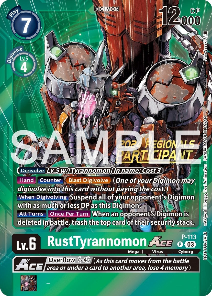 RustTyrannomon ACE - P-113 (2024 Regionals Participant) (113) [D-PR] - Digimon Card Game Single