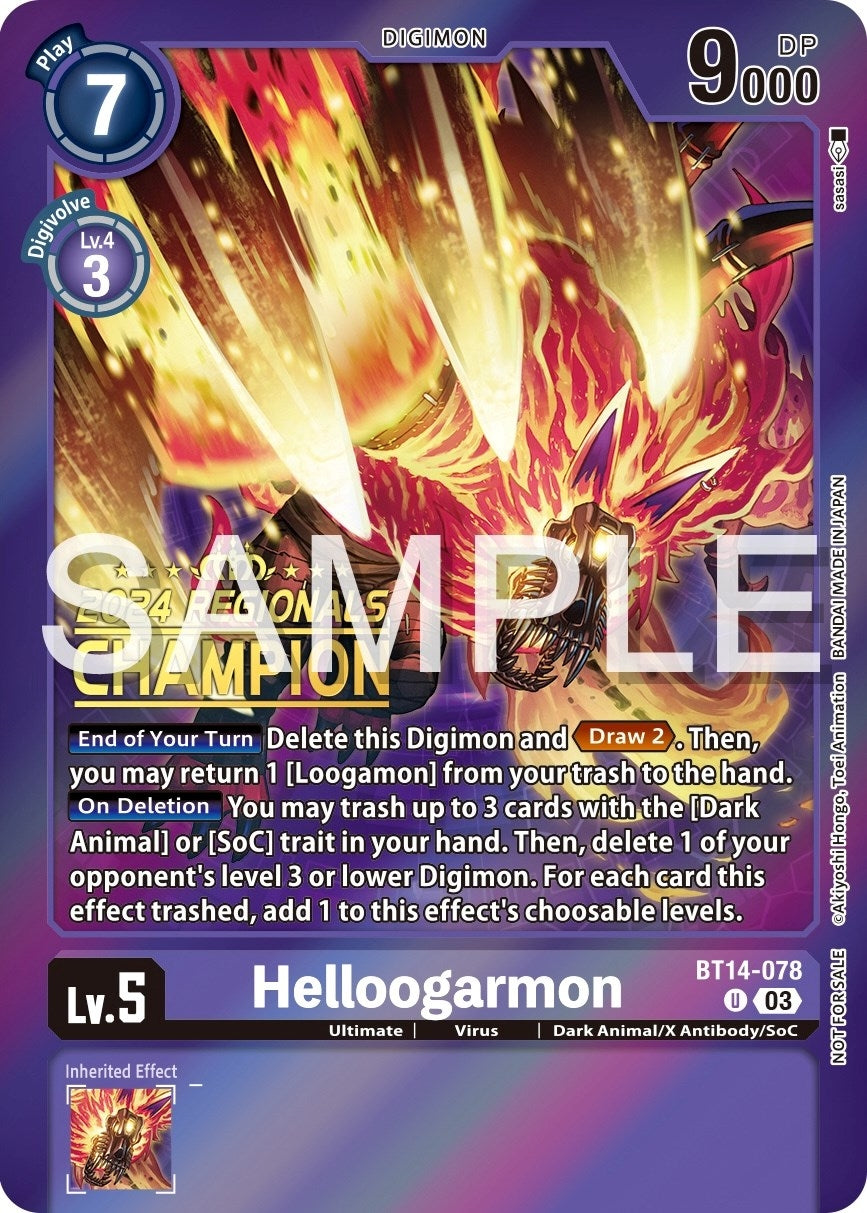 Helloogarmon (2024 Regionals Champion) (14078) [BT14] - Digimon Card Game Single