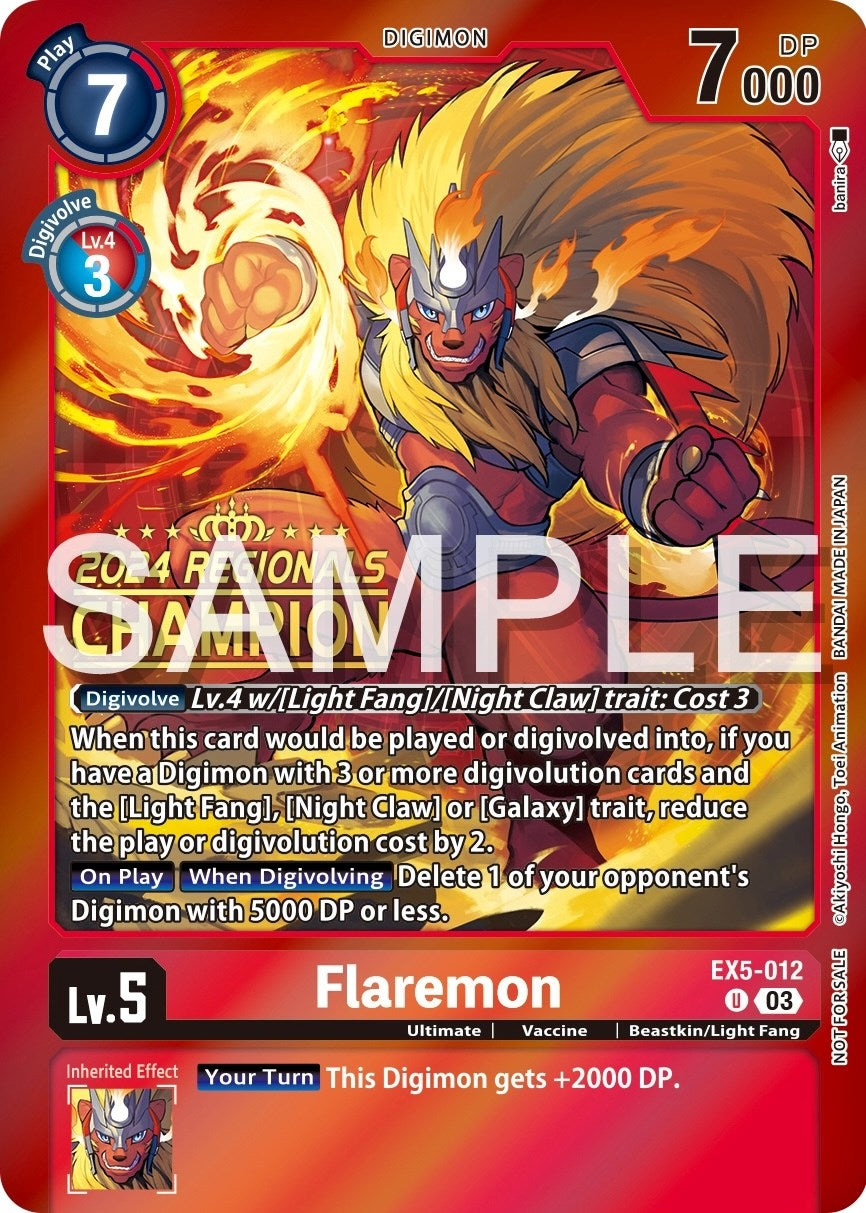 Flaremon (2024 Regionals Champion) (5012) [EX05] - Digimon Card Game Single
