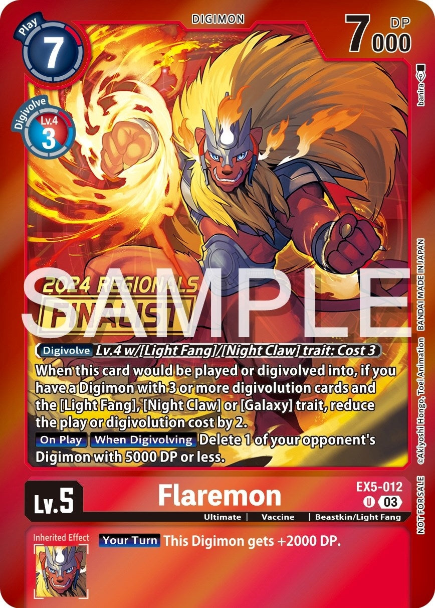 Flaremon (2024 Regionals Finalist) (5012) [EX05] - Digimon Card Game Single