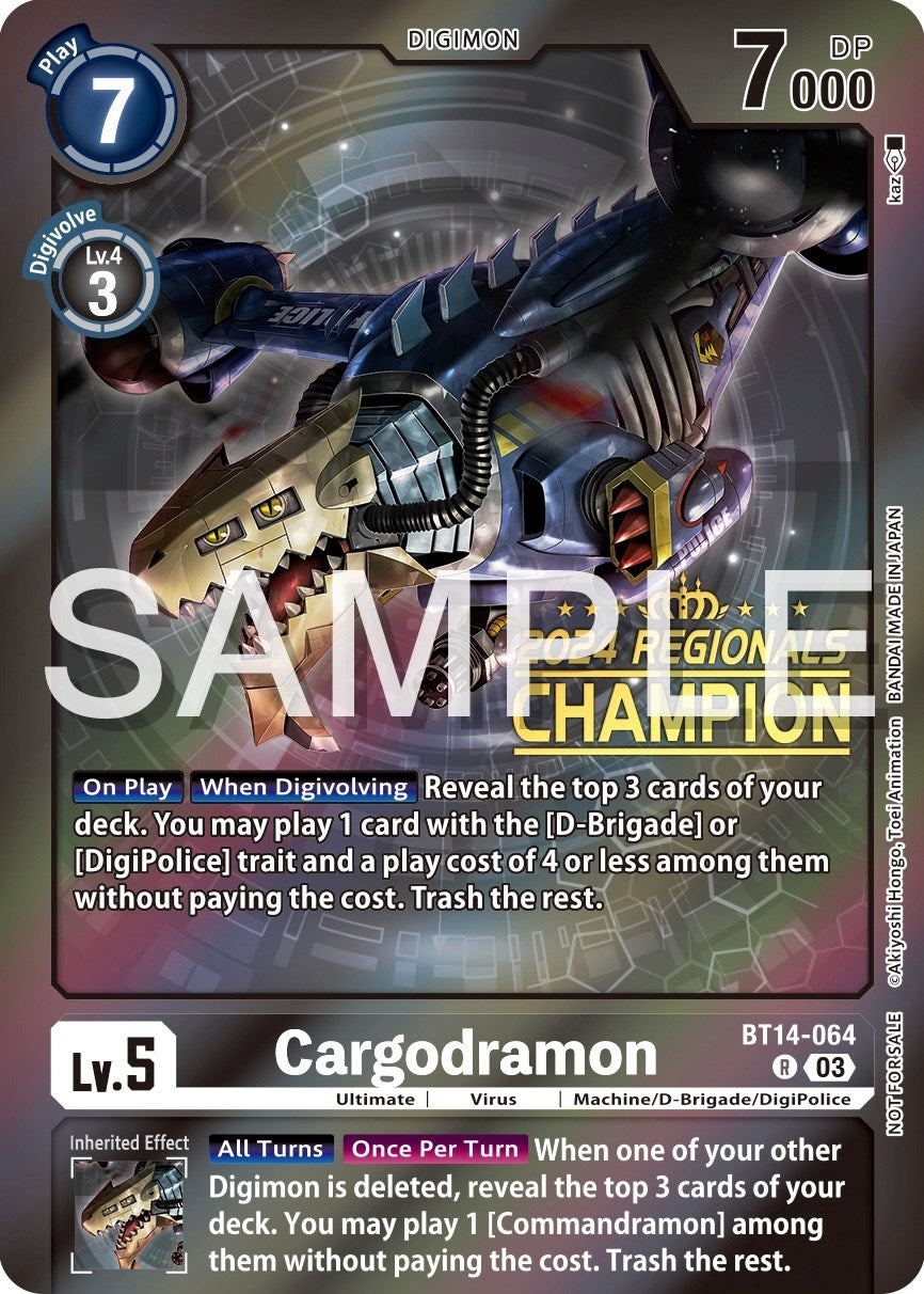 Cargodramon (2024 Regionals Champion) (14064) [BT14] - Digimon Card Game Single