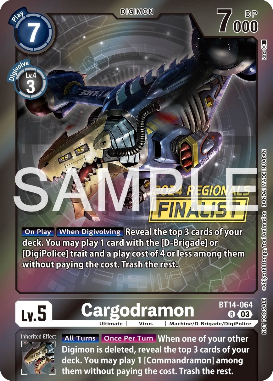 Cargodramon (2024 Regionals Finalist) (14064) [BT14] - Digimon Card Game Single