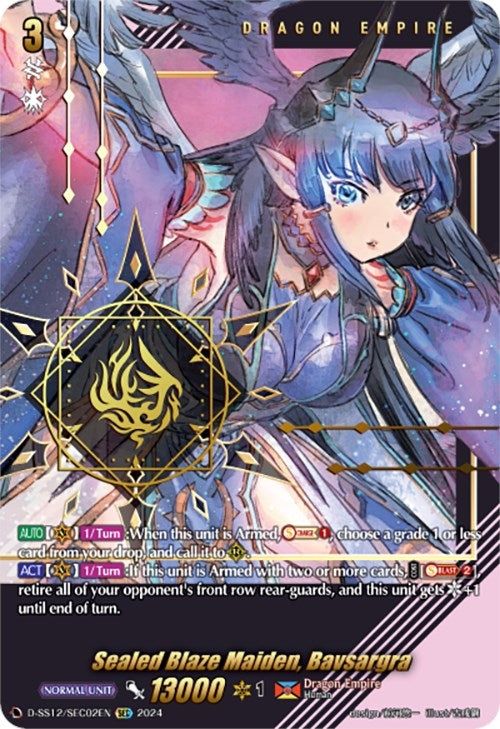 Sealed Blaze Maiden Bavsargra (SEC) (1202) [D-SS12] - Cardfight Vanguard Single
