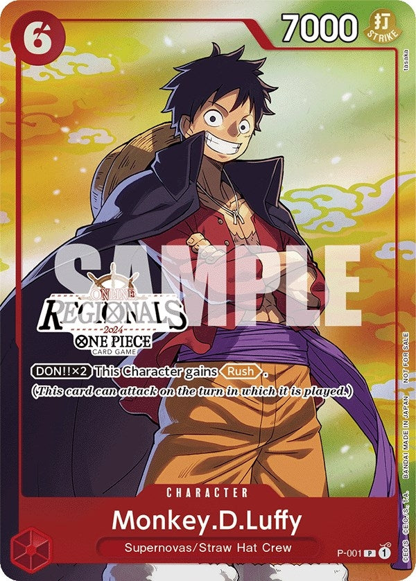 Monkey.D.Luffy (001) (Online Regional 2024 Vol. 2) [Participant] (1) (OP-PR) - One Piece Card Game Single
