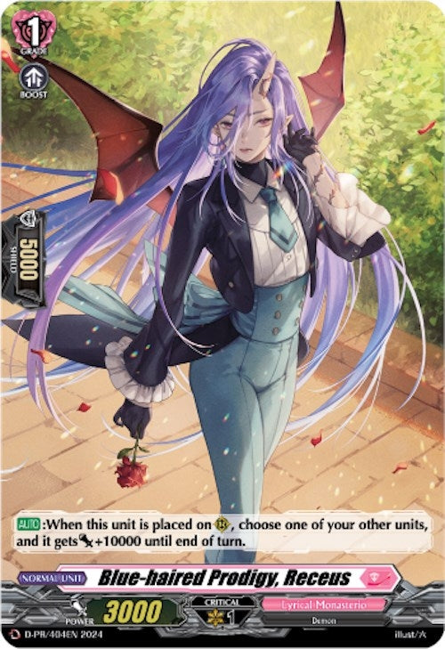 Blue-haired Prodigy Receus (Foil) (404) [D-PR] - Cardfight Vanguard Single