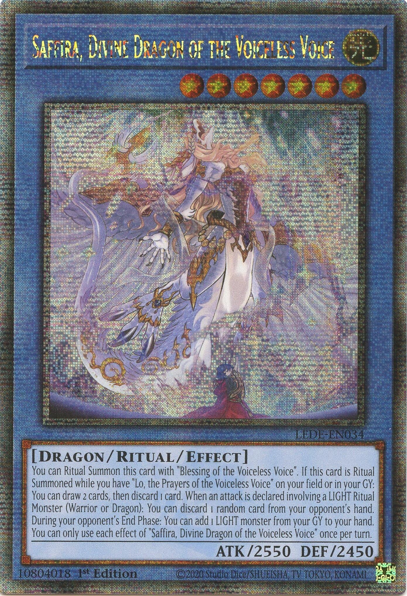 Saffira Divine Dragon of the Voiceless Voice (Quarter Century Secret Rare) (34) (LEDE) - YuGiOh Single