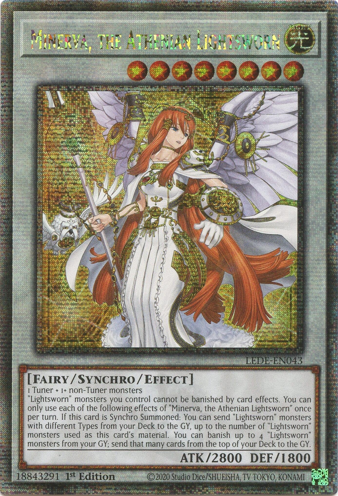 Minerva the Athenian Lightsworn (Quarter Century Secret Rare) (43) (LEDE) - YuGiOh Single