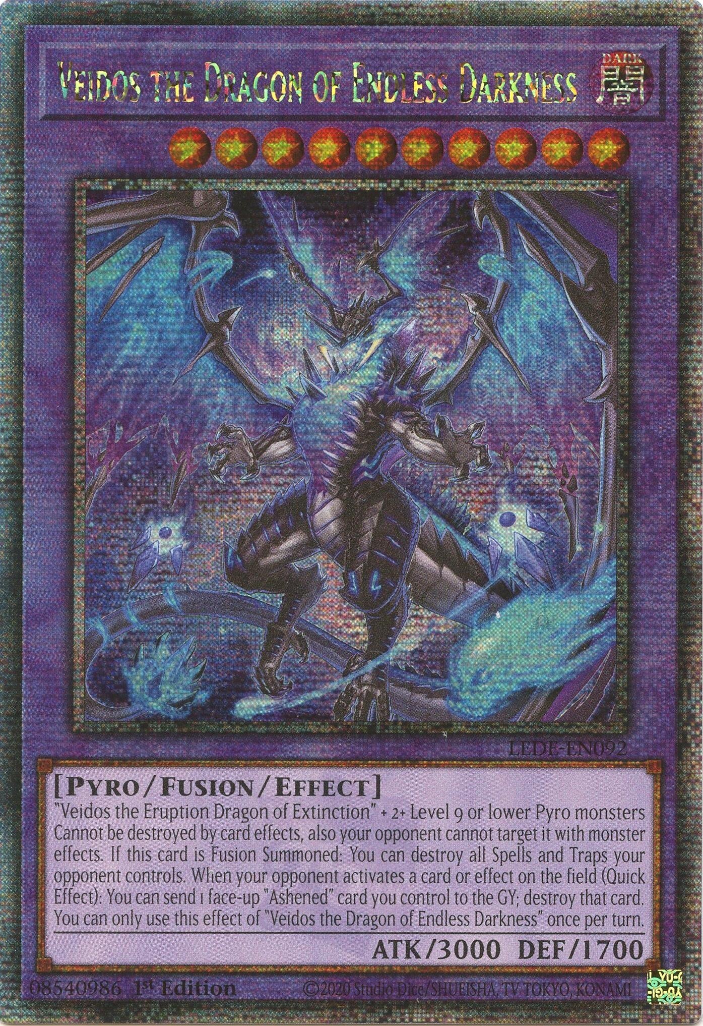 Veidos the Dragon of Endless Darkness (Quarter Century Secret Rare) (92) (LEDE) - YuGiOh Single