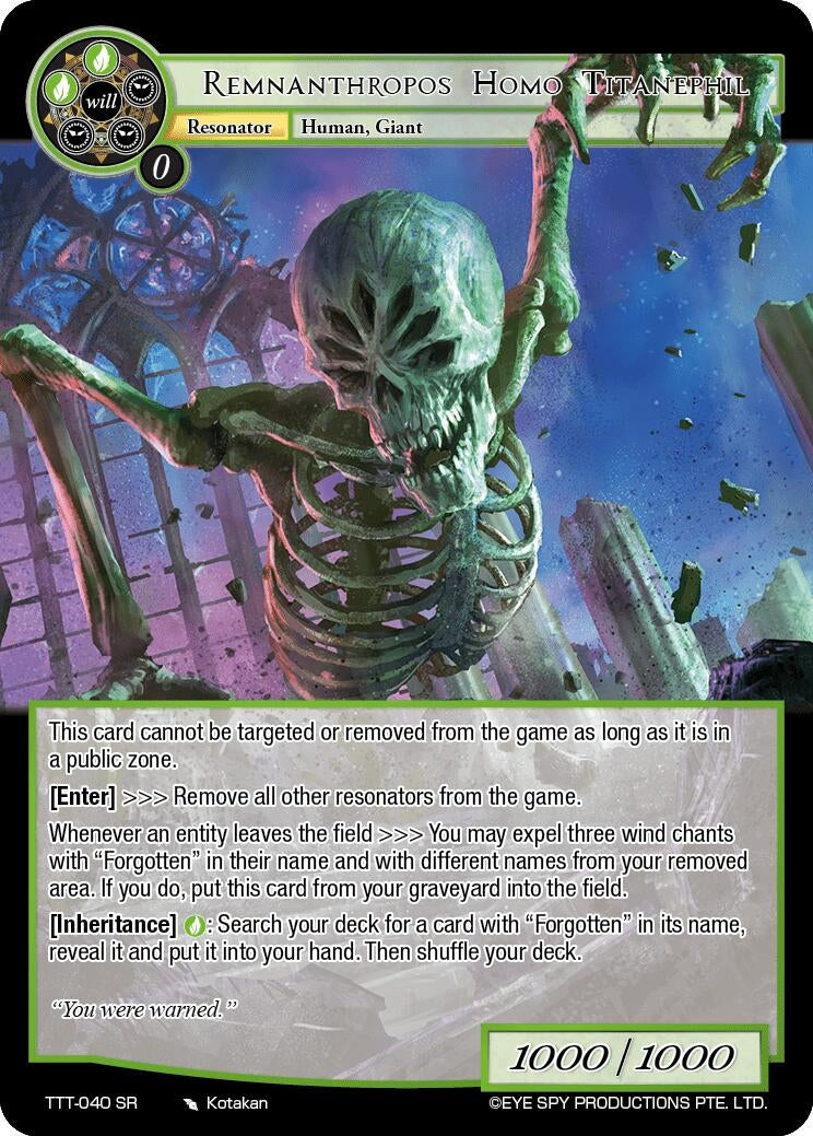 Remnanthropos Homo Titanephil (40) [TTT] - Force of Will Single