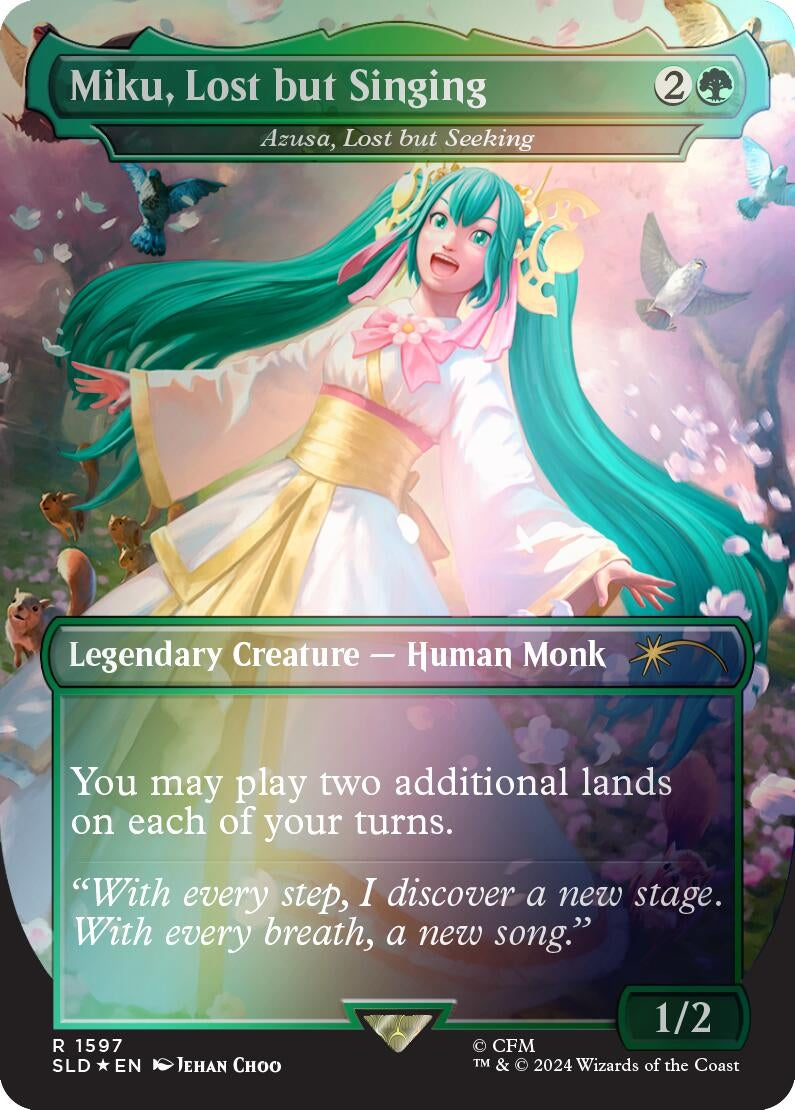 Miku Lost but Singing - Azusa Lost but Seeking (Rainbow Foil) (1597) [SLD] - MTG Single