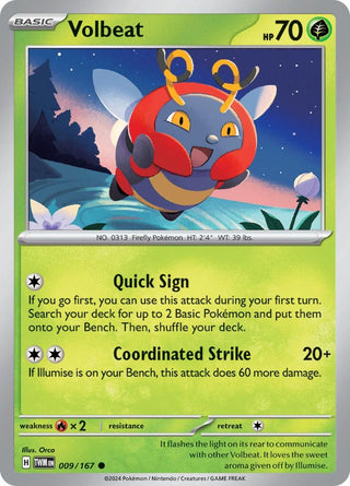 Image for Volbeat (009/167) (SV06: Twilight Masquerade) - Pokemon
