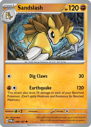 Image for Sandslash (098/167) (SV06: Twilight Masquerade) - Pokemon
