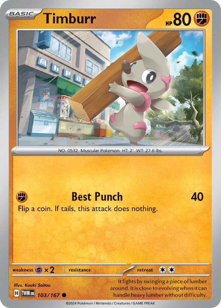 Image for Timburr (103/167) (SV06: Twilight Masquerade) - Pokemon