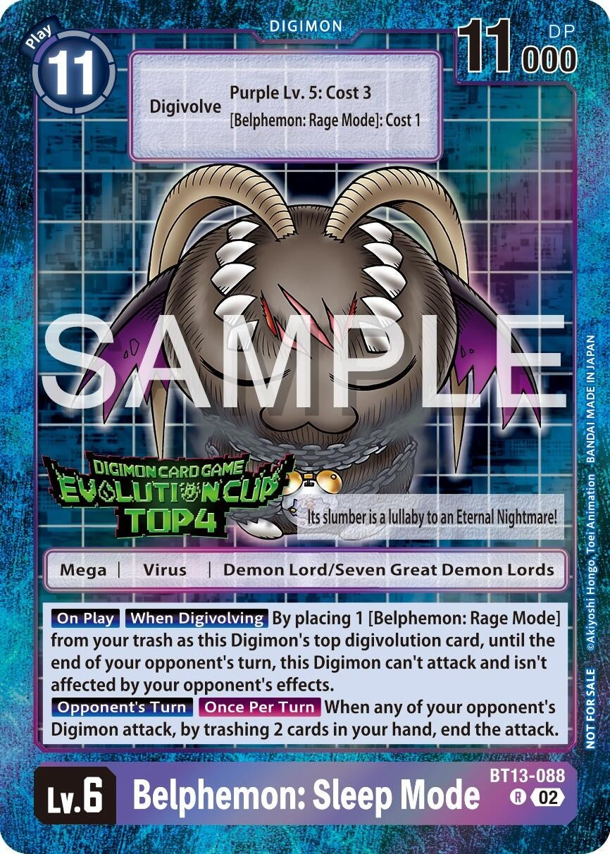 Belphemon: Sleep Mode - BT13-088 (2024 Evolution Cup Top 4) (13088) [BT13] - Digimon Card Game Single