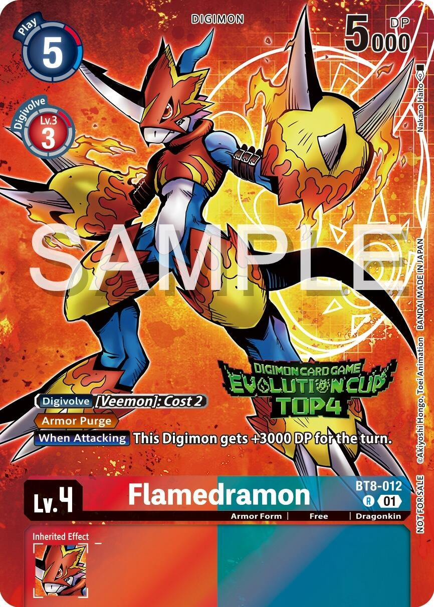 Flamedramon - BT8-012 (2024 Evolution Cup Top 4) (8012) [BT08] - Digimon Card Game Single