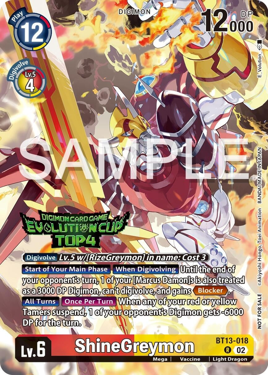 ShineGreymon - BT13-018 (2024 Evolution Cup Top 4) (13018) [BT13] - Digimon Card Game Single