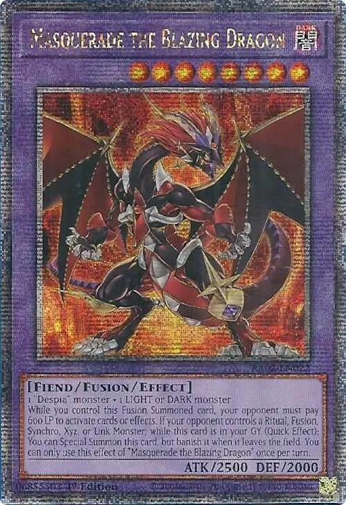 Masquerade the Blazing Dragon (Quarter Century Secret Rare) (2022) (RA02) - YuGiOh Single