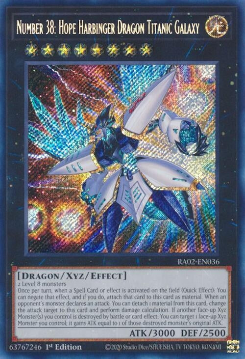 Number 38: Hope Harbinger Dragon Titanic Galaxy (Secret Rare) (2036) (RA02) - YuGiOh Single