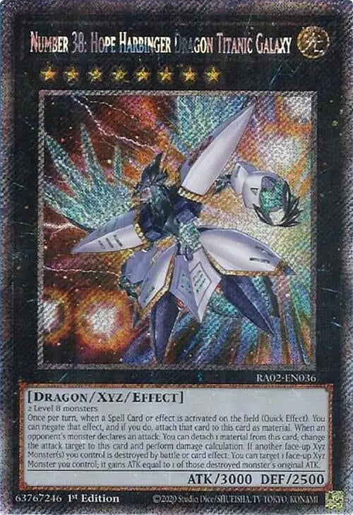 Number 38: Hope Harbinger Dragon Titanic Galaxy (Platinum Secret Rare) (2036) (RA02) - YuGiOh Single