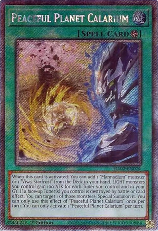 Peaceful Planet Calarium (Platinum Secret Rare) (2074) (RA02) - YuGiOh Single