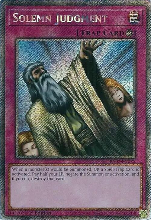 Solemn Judgment (Platinum Secret Rare) (2075) (RA02) - YuGiOh Single