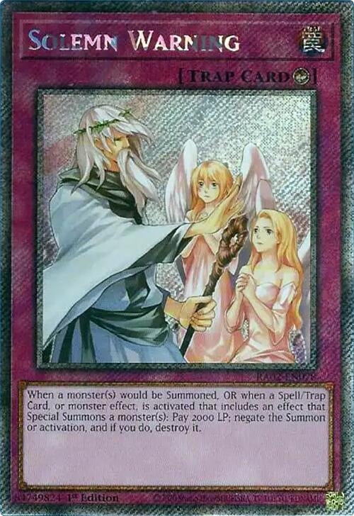 Solemn Warning (Platinum Secret Rare) (2078) (RA02) - YuGiOh Single