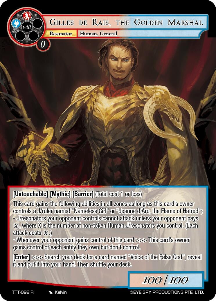 Gilles de Rais the Golden Marshal (98) [TTT] - Force of Will Single