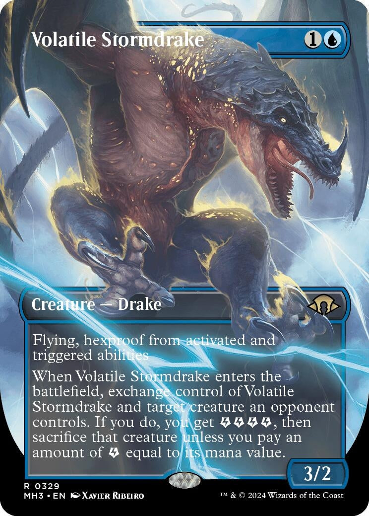 Volatile Stormdrake (Borderless) (329) [MH3] - MTG Single
