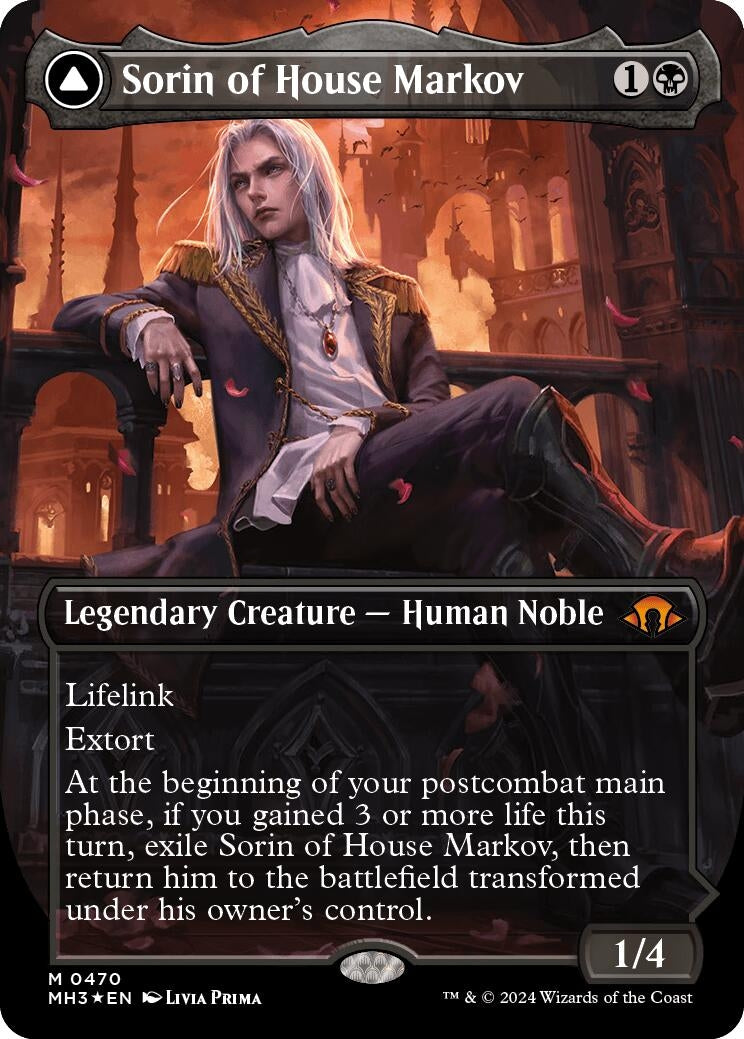 Sorin of House Markov (Borderless) (Textured Foil) (470) [MH3] - MTG Single