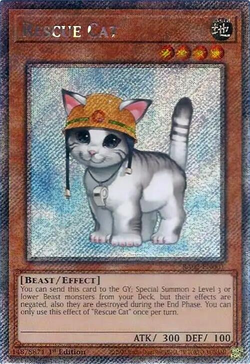 Rescue Cat (Platinum Secret Rare) (2001) (RA02) - YuGiOh Single