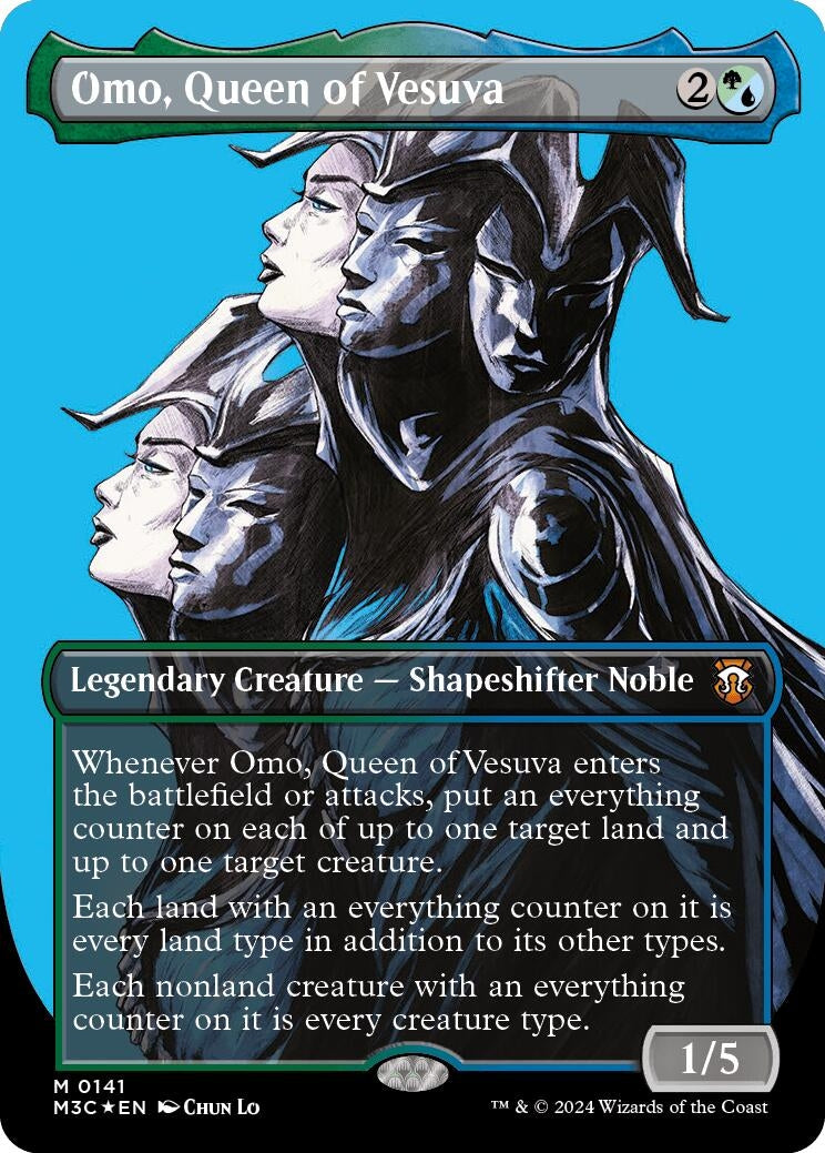 Omo Queen of Vesuva (Borderless) (Ripple Foil) (141) [M3C] - MTG Single