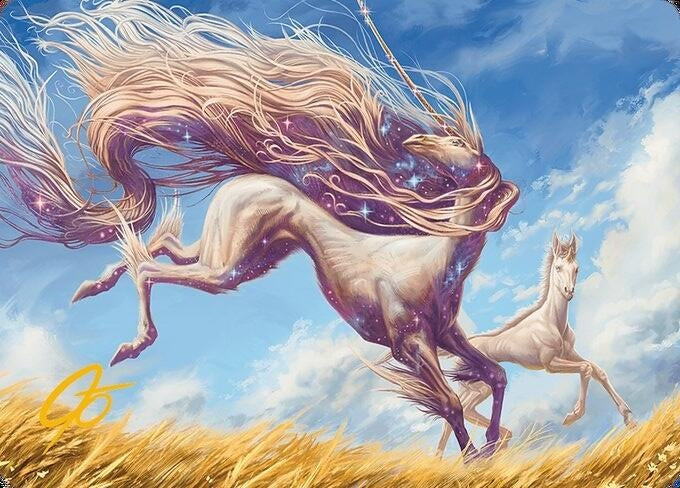 Nyxborn Unicorn Art Card (Gold-Stamped Signature) (1) [ASMH3] - MTG Single