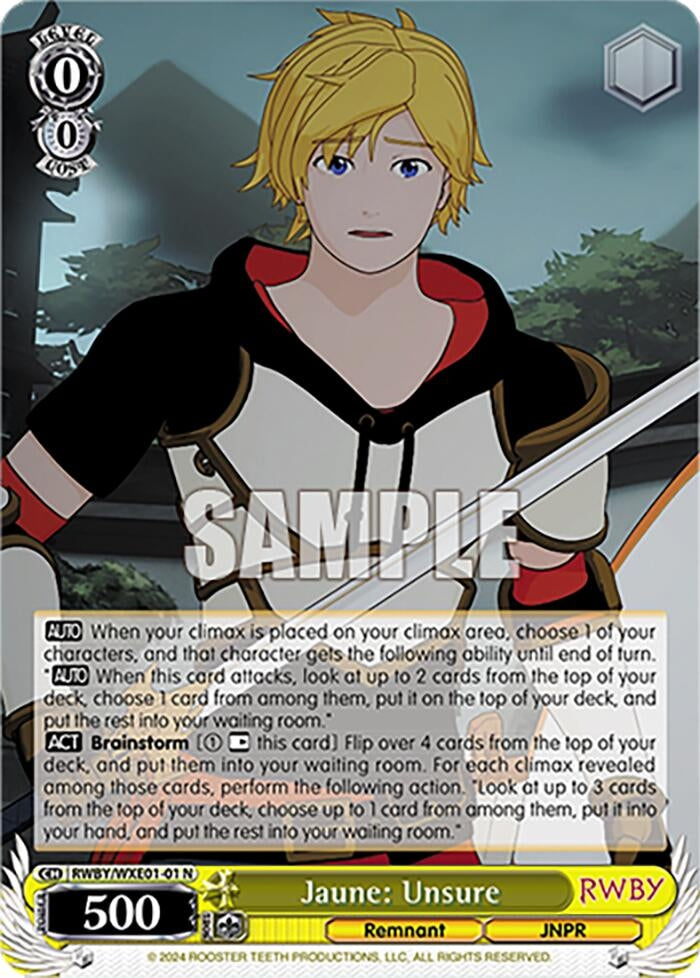 Jaune: Unsure (101) [RWBY] - Weiss Schwarz Single
