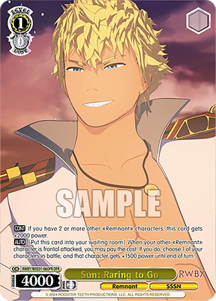Sun: Raring to Go (OFR) (106) [RWBY] - Weiss Schwarz Single