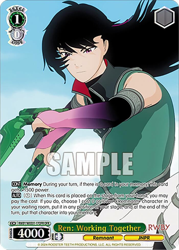 Ren: Working Together (OFR) (117) [RWBY] - Weiss Schwarz Single