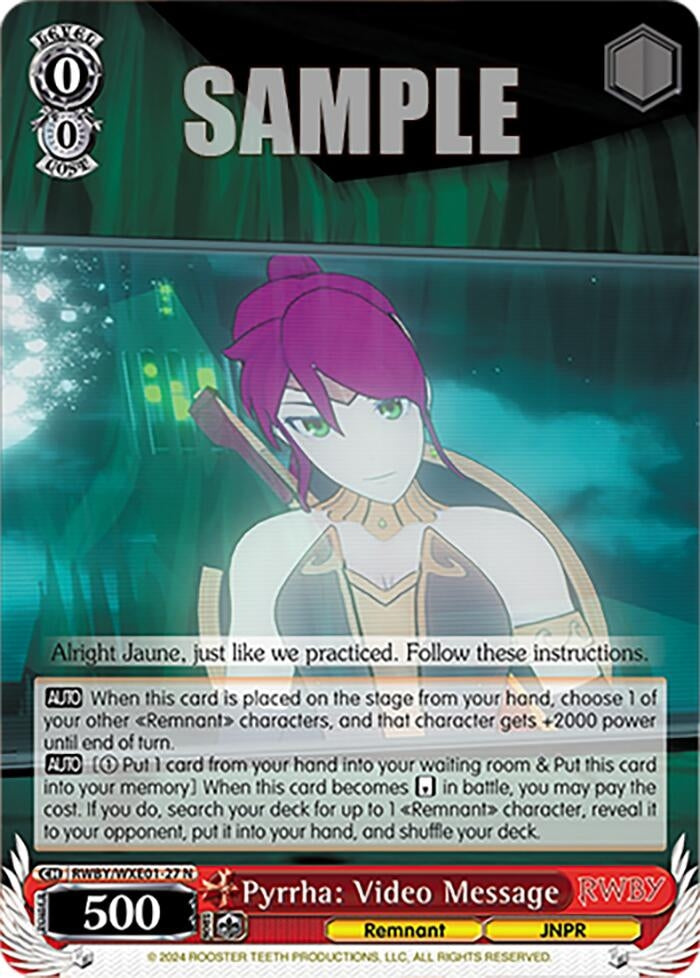 Pyrrha: Video Message (127) [RWBY] - Weiss Schwarz Single