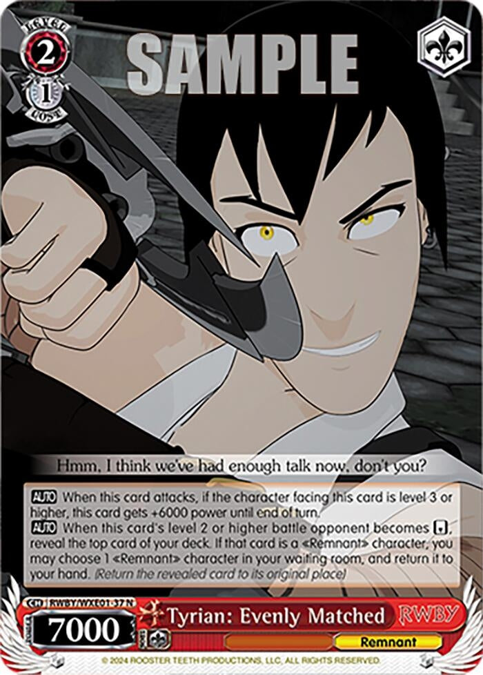Tyrian: Evenly Matched (137) [RWBY] - Weiss Schwarz Single